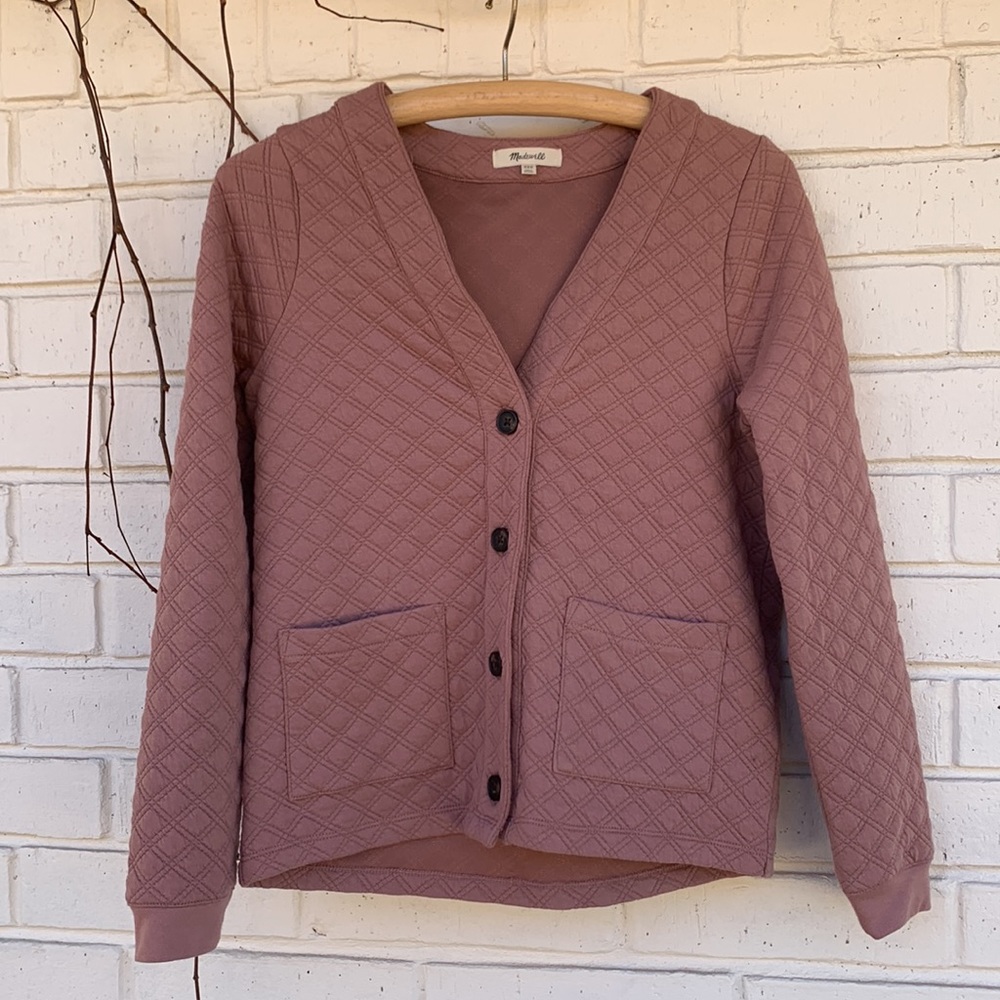 Madewell (Re)sourced Quilted Crop Cardigan Sweatshirt Size XXS - Picture 2 of 9
